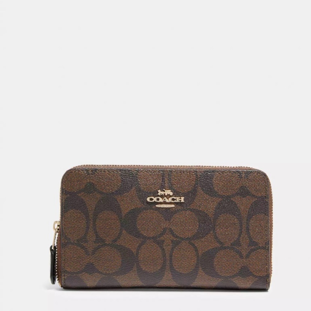 Coach Medium Id Zip Wallet In Signature Canvas